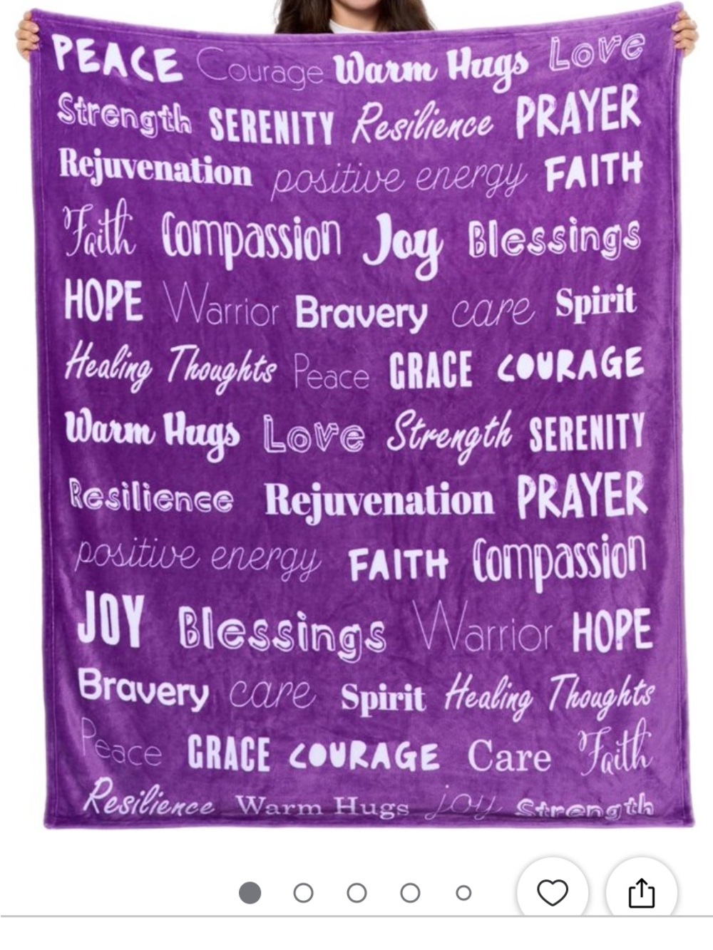 Inspirational Purple Word Beach Towel - Cozy Positive Energy Throw 50x60